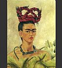 Frida Paintings - Self Portrait with Braid by Frida Kahlo